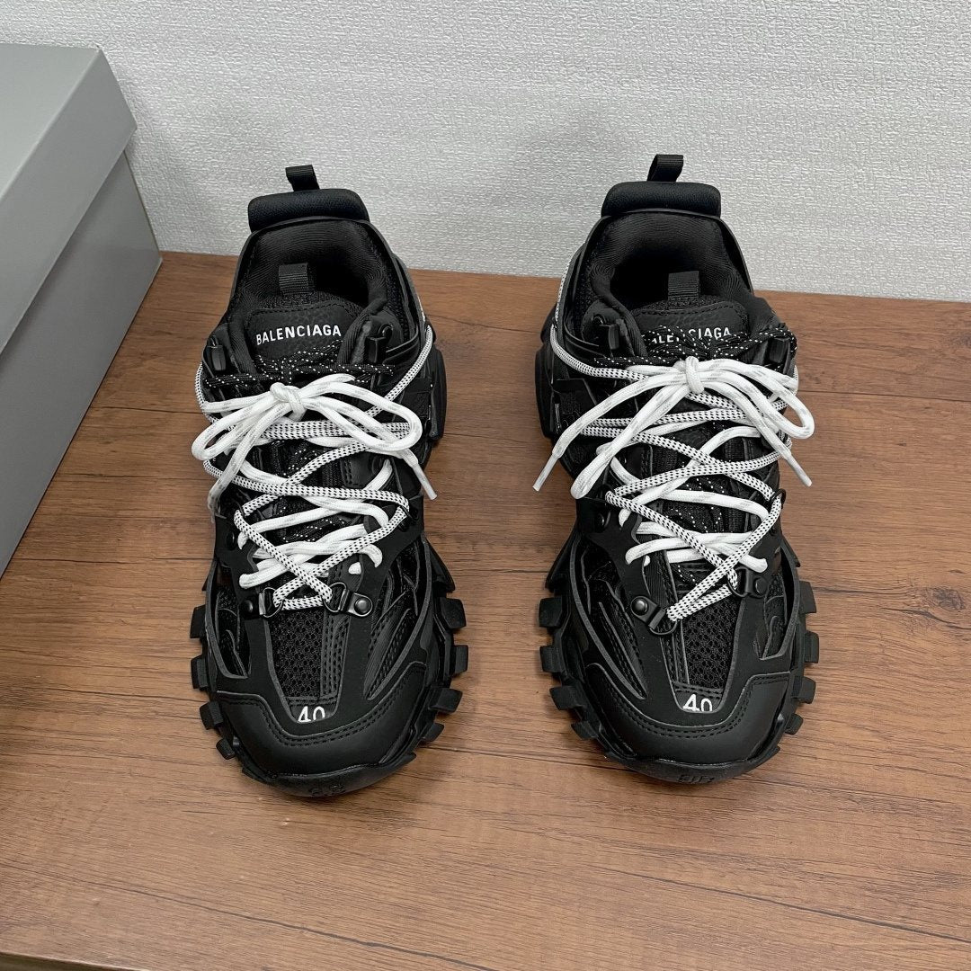 Balenciaga Black White Lace Trail Sneakers — hero
