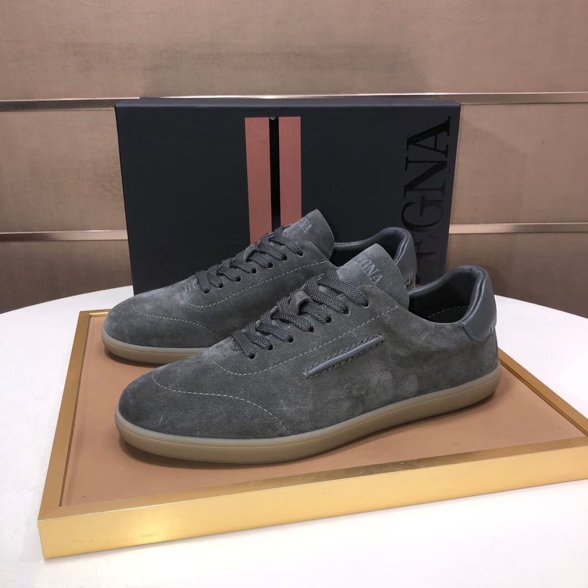 Zegna 232 Suede Low-Top Sneakers — front