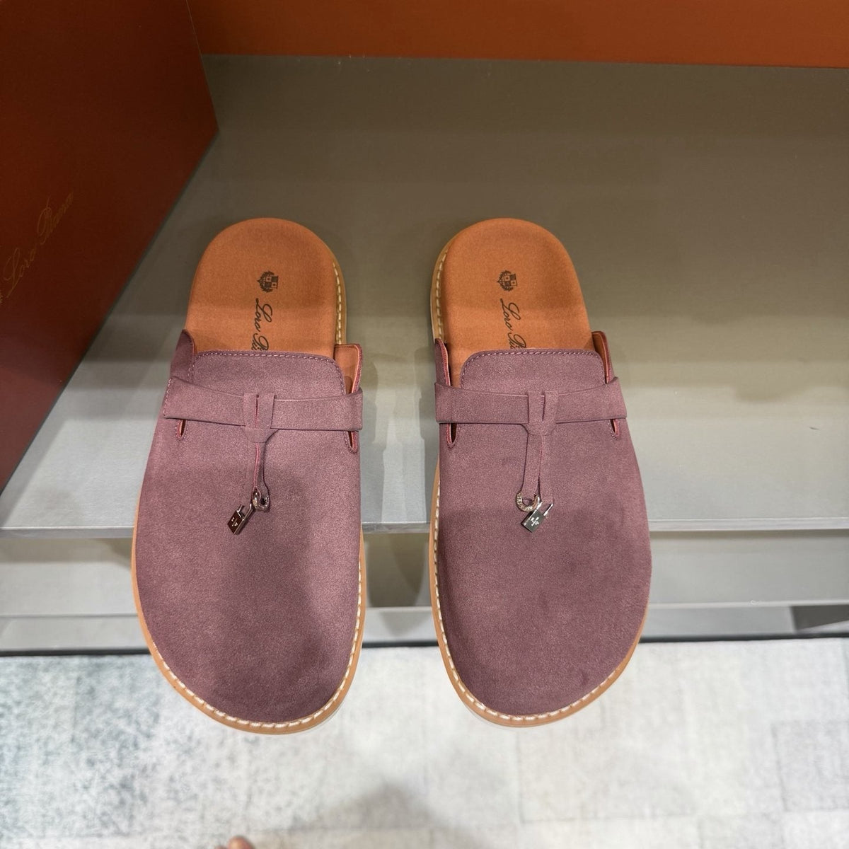Backless Loafer Mules with Metal Ornament — front
